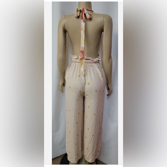 Free People Daisy & Dreams Floral Ankle Cropped Floral Halter Jumpsuit S - Picture 6 of 16